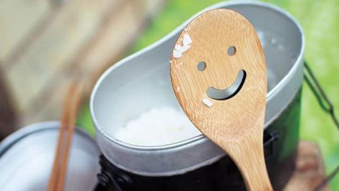 underscored Time Concept Bamboo Smiley Rice Paddle