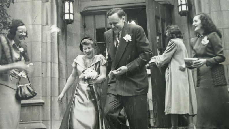 <strong>Happy day:</strong> The letters tell of Lois and Frank Rosen's engagement -- here they are on their wedding day.