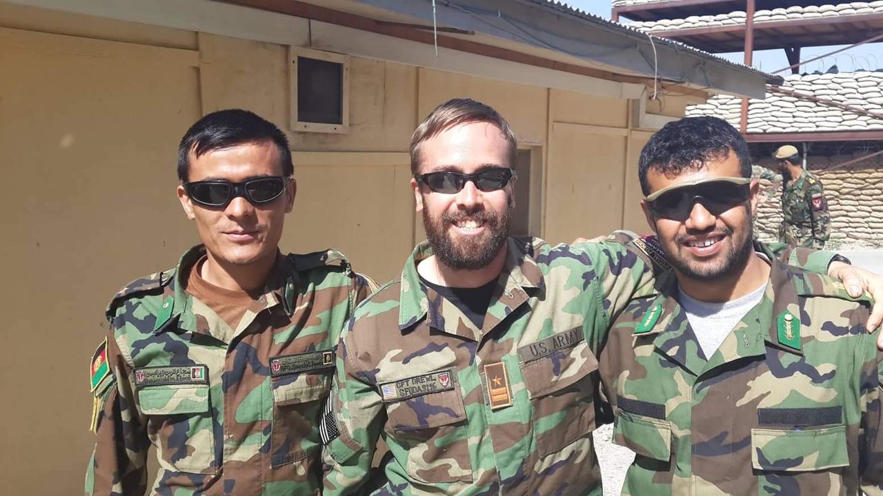 Drew Horn (center) with members of the Afghan military.