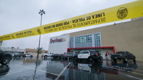 Yellow tape is seen on December 23 at the Burlington store where Valentina was fatally struck by gunfire.