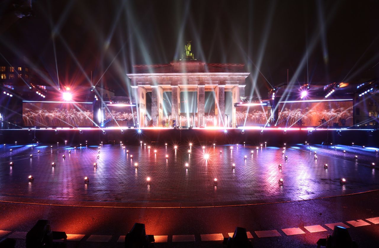 Berlin has no live audience during its televised New Year's Eve display at the Brandenburg Gate.