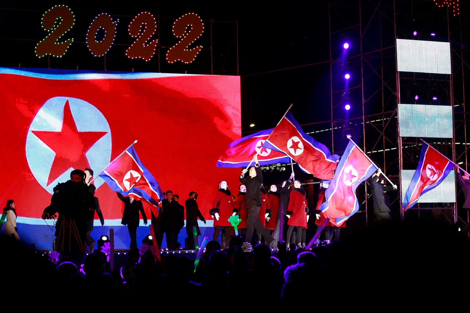 A New Year's performance is held on Kim Il Sung Square in Pyongyang, North Korea.