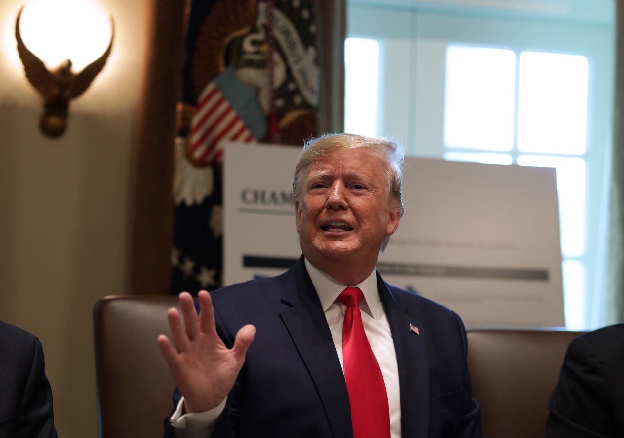 President Donald Trump speaks in a cabinet meeting at the White House on October 21, 2019.