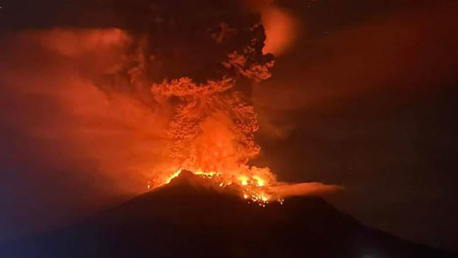 Indonesia's Mount Ruang volcano erupted several times overnight on April 17, 2024 forcing hundreds of people to be evacuated.