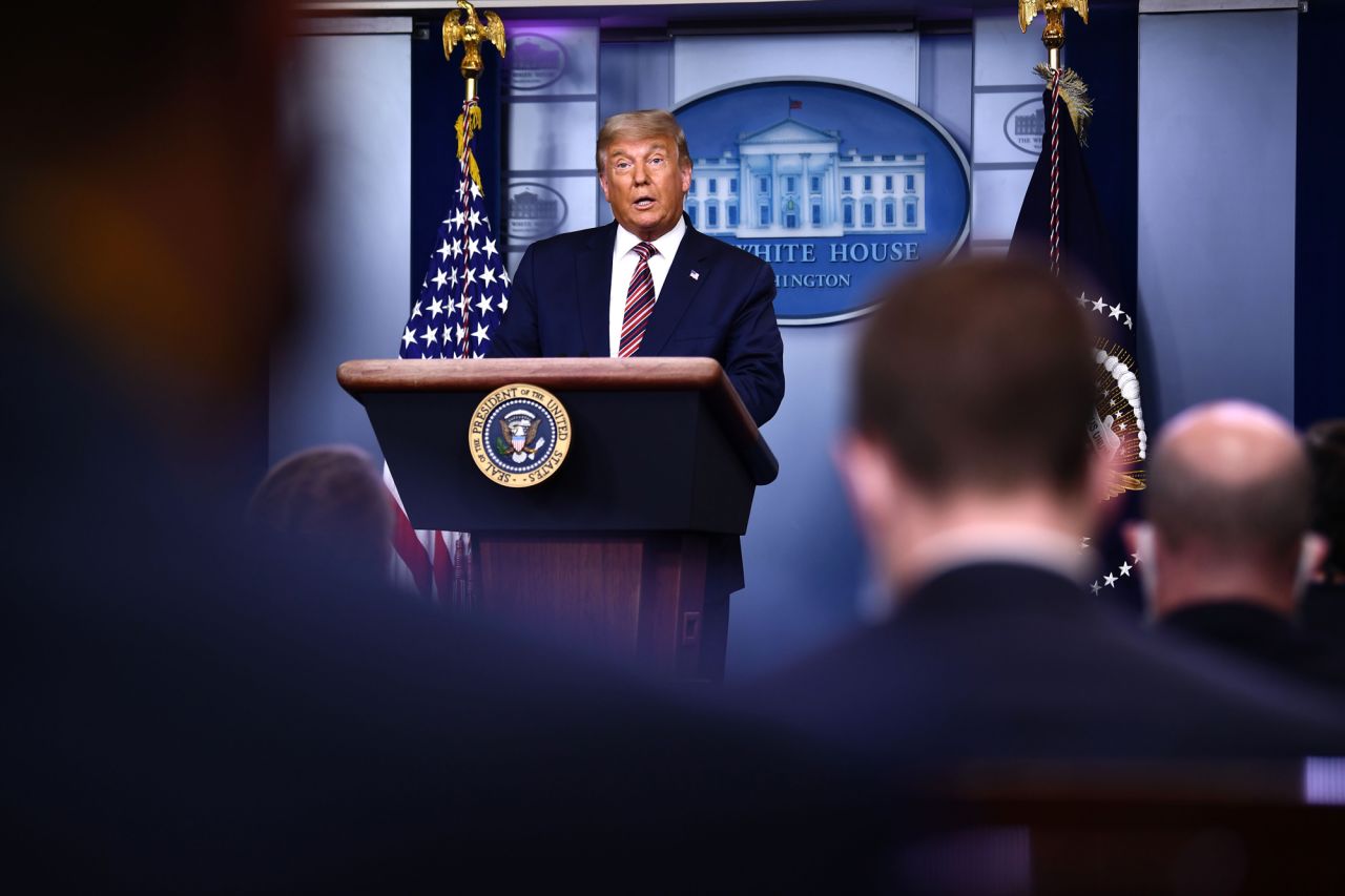 President Donald Trump speaks in the Brady Briefing Room at the White House in Washington, DC, on November 5.