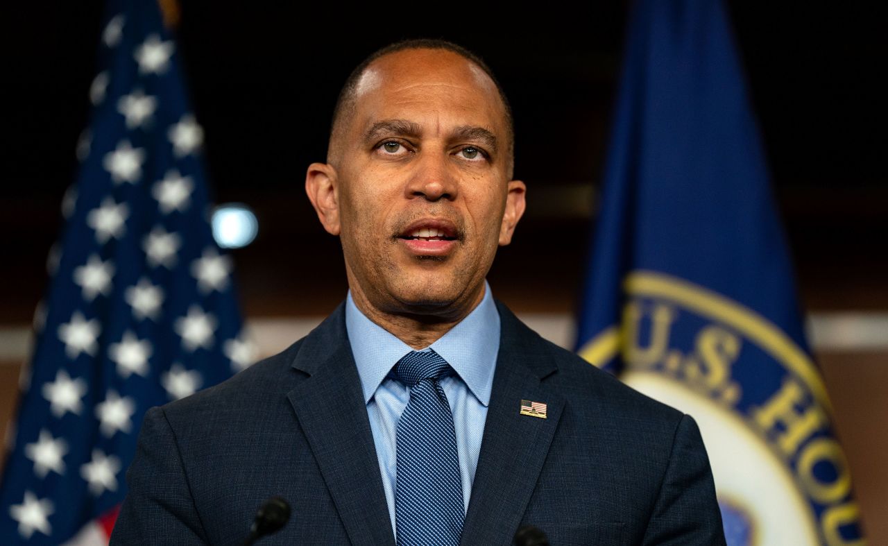 House Democratic Leader Hakeem Jeffries speaks at a news conference in Washington, DC, on June 14. 