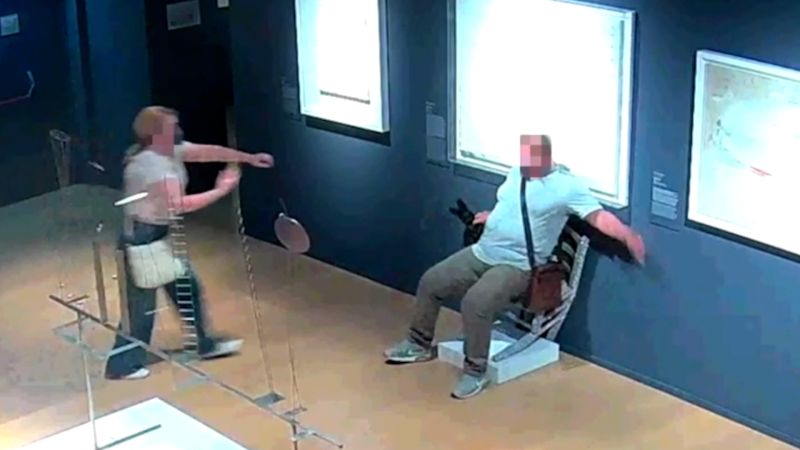 Verona museum shows moment visitor broke artwork by sitting on it