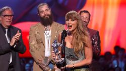 Taylor Swift accepts the the Video of the Year award (Presented by Burger King) for "Fortnight" on stage during the 2024 MTV Video Music Awards at UBS Arena on September 11, 2024 in Elmont, New York.