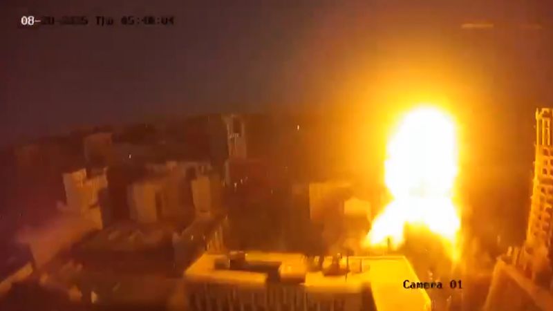 Video shows moment house is struck during overnight attack in Kyiv