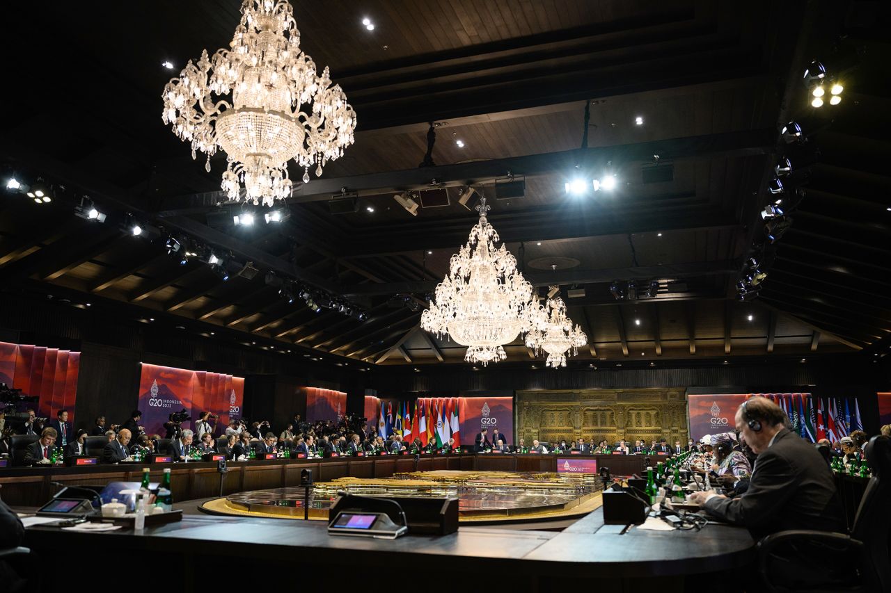 World leaders attend a working session on food and energy security during the G20 Summit on November 15, in Nusa Dua, Indonesia.