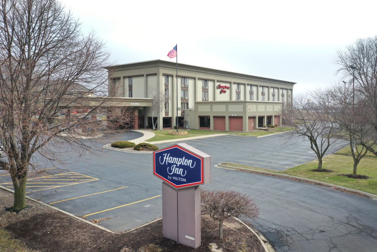 The parking lot is nearly at a Hampton Inn hotel on March 24 in Rockford, Illinois.