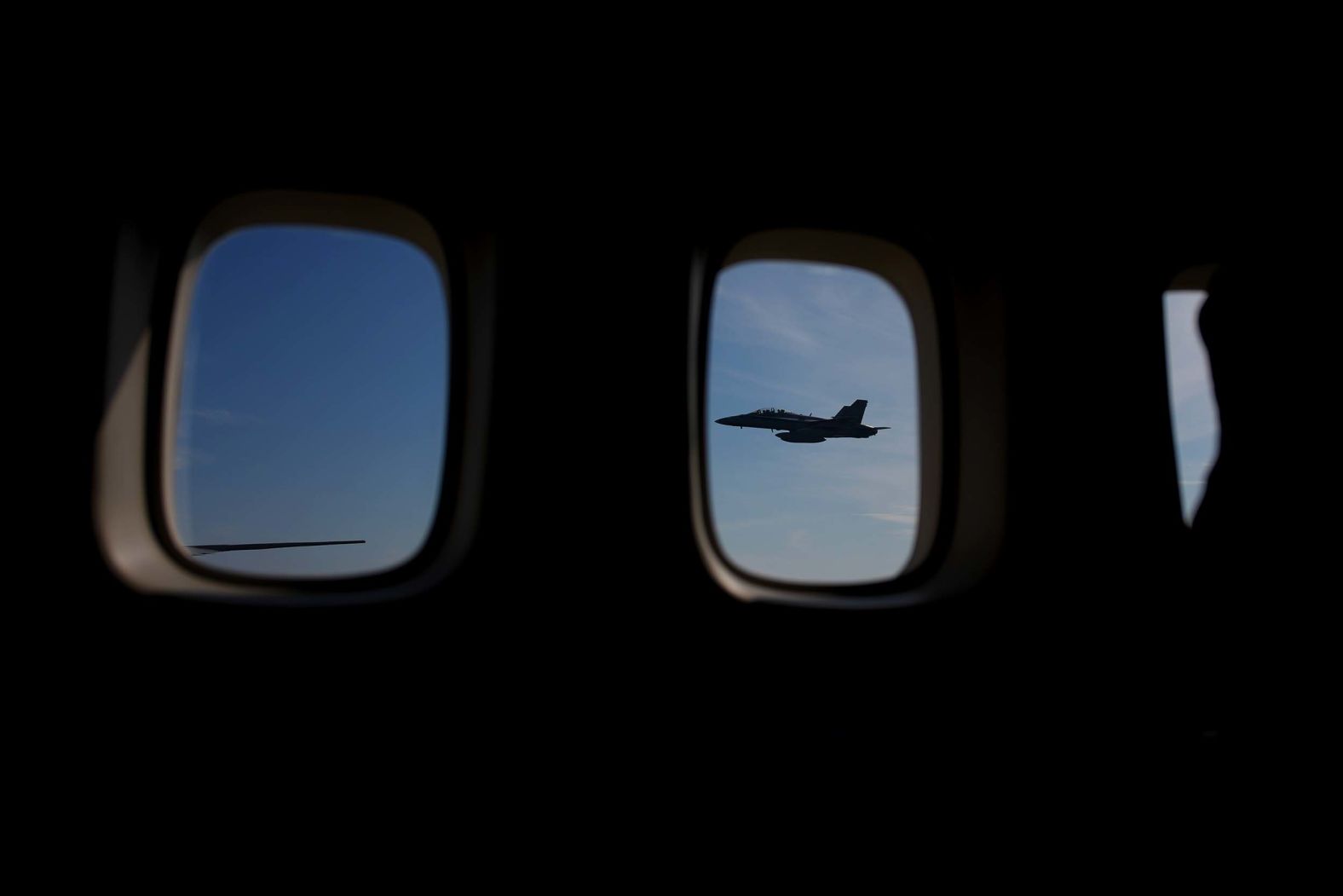 A Malaysian fighter jets escorts Air Force One to Kuala Lumpur International Airport on Sunday, October 26. Trump’s Asia trip also took him to Japan and South Korea.
