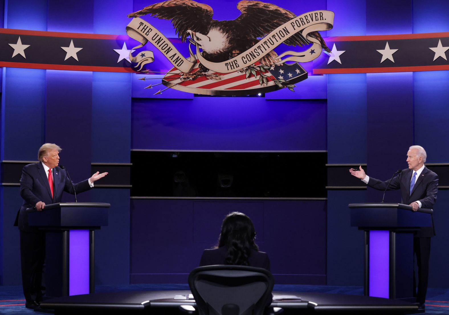 Trump, left, and Biden participate in their final debate in 2020.