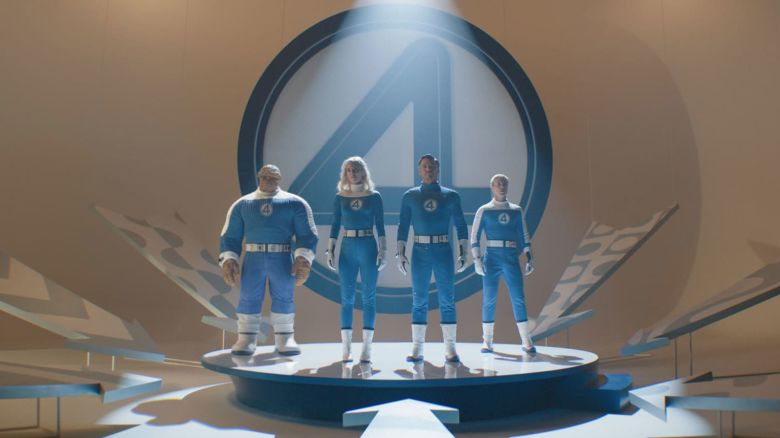 Ebon Moss-Bachrach, Vanessa Kirby, Pedro Pascal and Joseph Quinn star in “The Fantastic Four: First Steps” releasing on July 25, 2025.