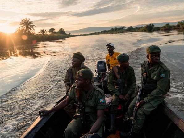 A team of rangers from the Upemba National Park travel along the Lufira River in Kasenga, Democratic Republic of Congo, on Thursday, May 22. Upemba is one of Africa’s oldest national parks and home to many vulnerable species.