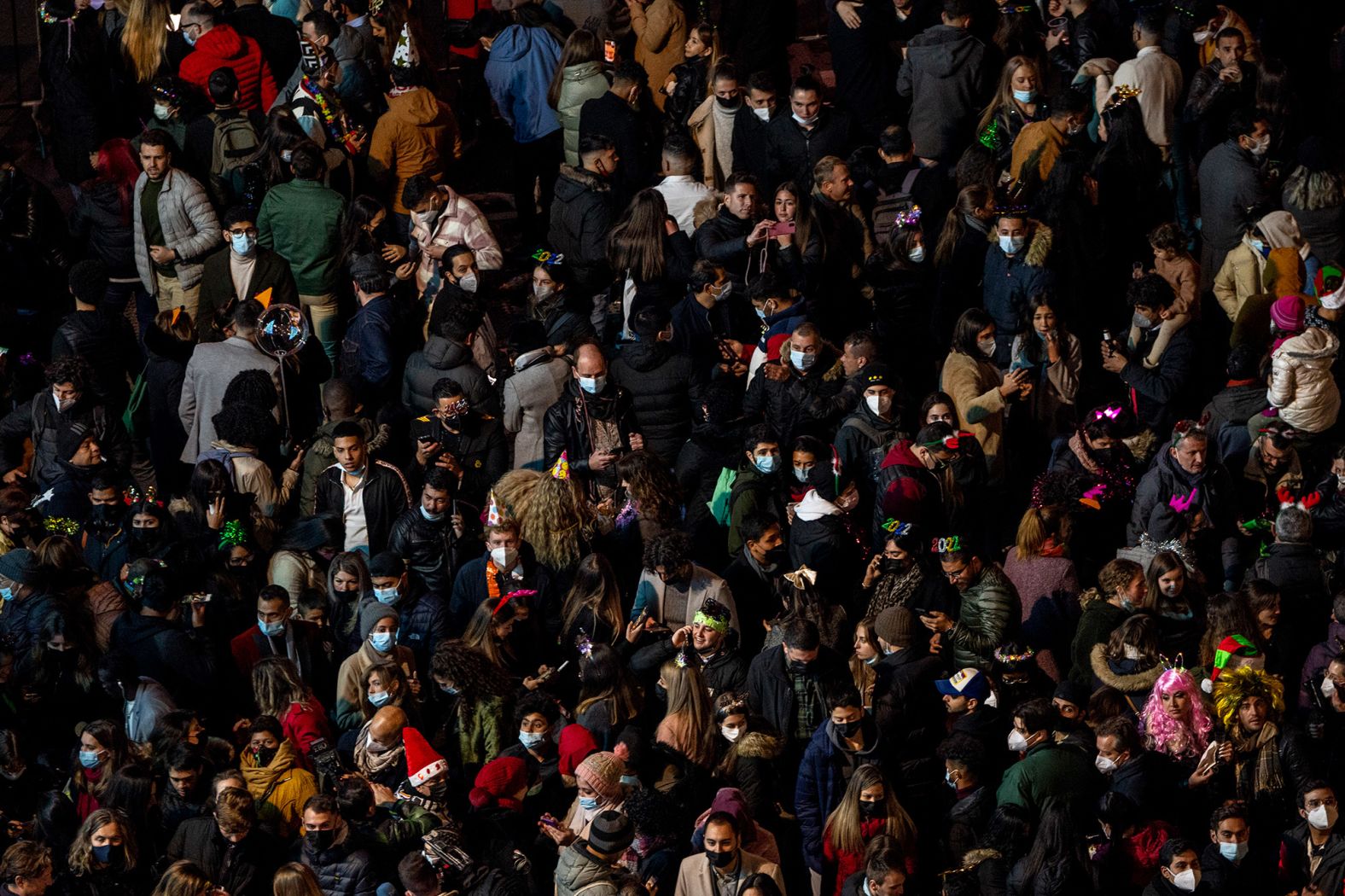 People celebrate in Madrid, Spain.