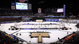 MINNEAPOLIS, MINNESOTA - JANUARY 01: An overview of action on the rink in the first period of the game between the St. Louis Blues and the Minnesota Wild during the NHL Winter Classic game between the St. Louis Blues and the Minnesota Wild at Target Field on January 01, 2022 in Minneapolis, Minnesota. (Photo by Harrison Barden/Getty Images)