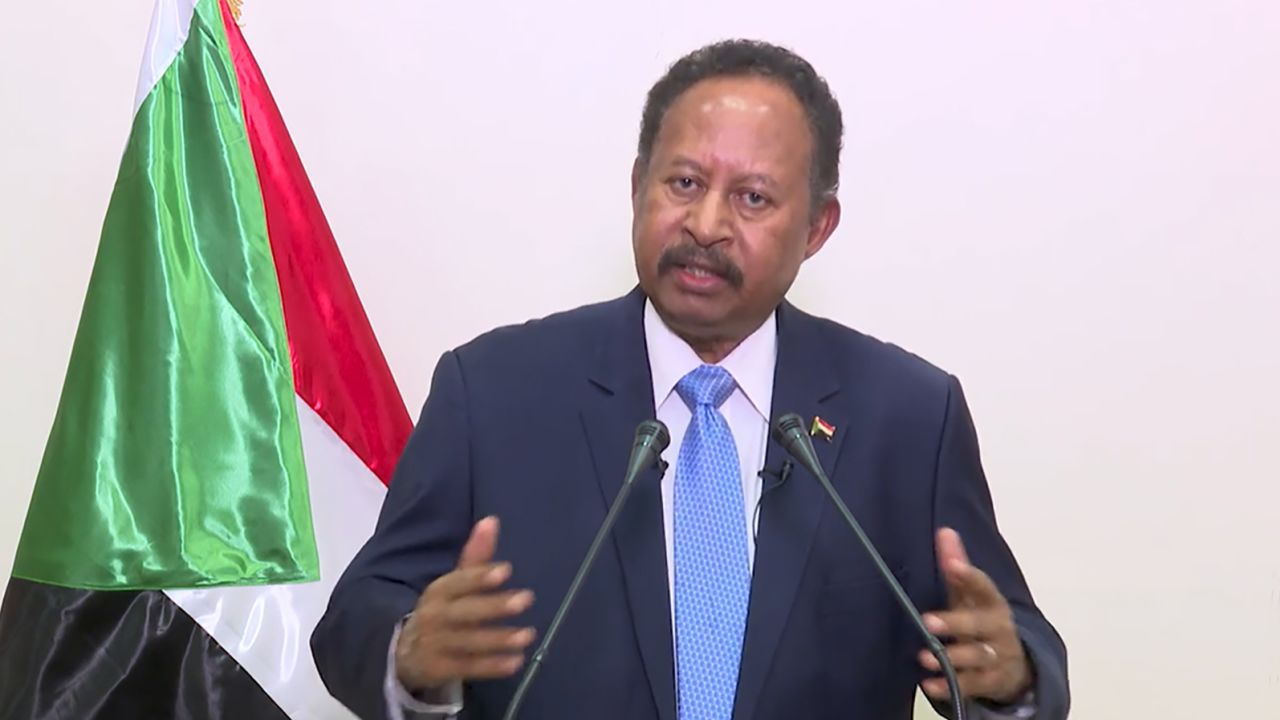 Sudanese Prime Minister Abdalla Hamdok announces his resignation in a televised address from the capital, Khartoum, on Sunday.