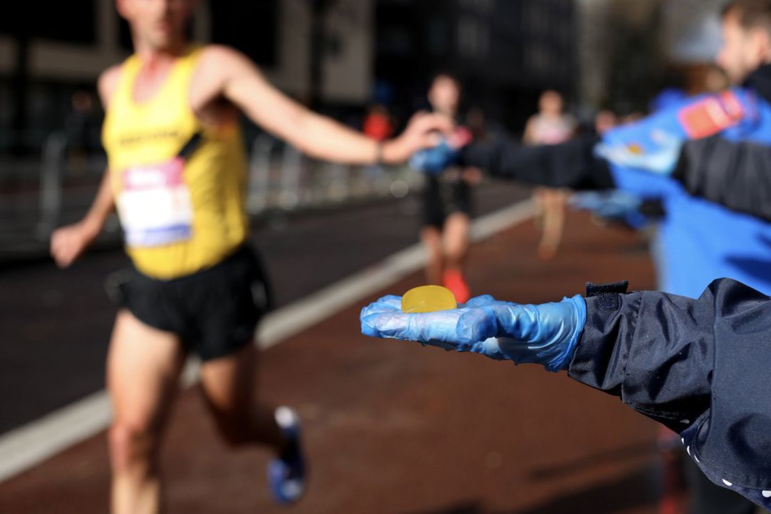 Runners at the London Marathon got a serving of Lucozade Sport to keep them hydrated.