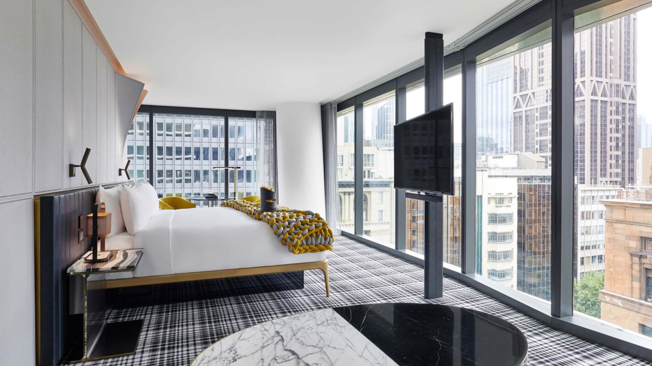 W Melbourne guest rooms boast deep-soaking tubs and sweeping views over the city or the Yarra River.