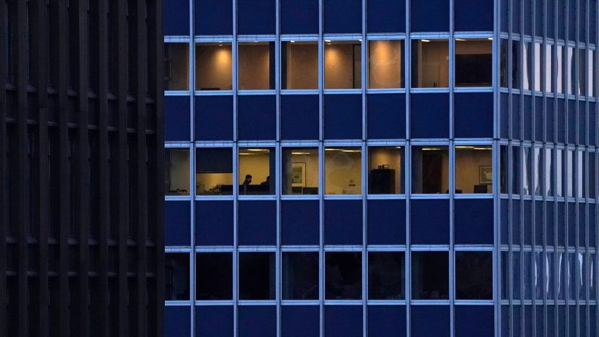 Employees work in an office building  in Midtown New York City, on January 26, 2021.