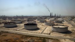 Crude oil storage tanks at Saudi Aramco's Ras Tanura oil refinery and terminal in Saudi Arabia, on Monday, Oct. 1, 2018. 