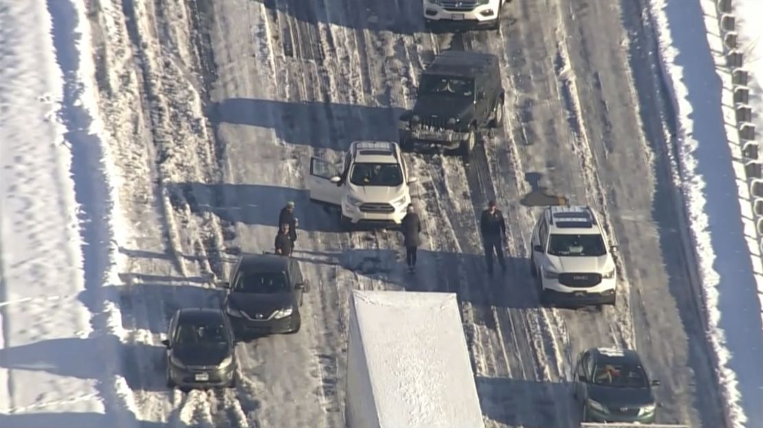 Motorists sit stranded on I-95 near Fredericksburg, Virginia, on Tuesday morning. 