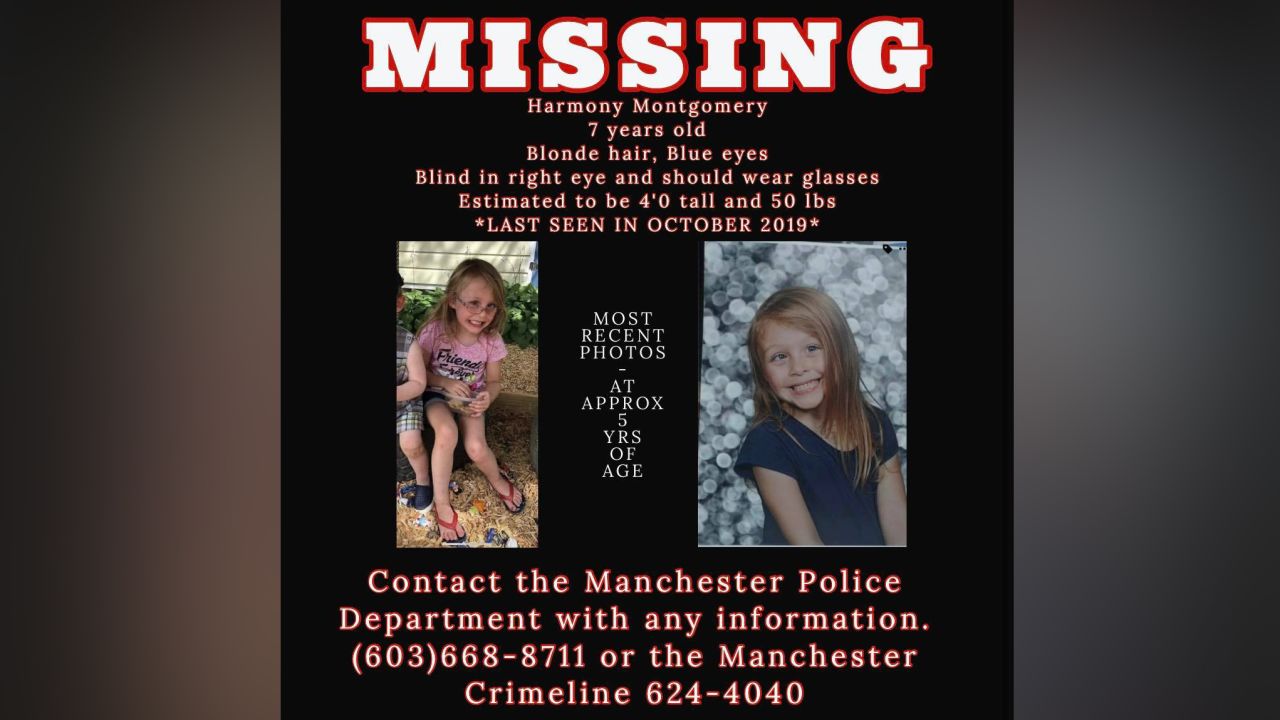 Harmony Montgomery is pictured in this flier shared by police in Manchester, New Hampshire.