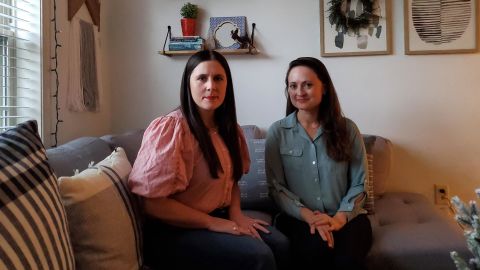 Kristy Moore, left, and Sarah Zahn, right, of Elizabethtown, Pennsylvania, ran for the local school board as Democrats against a husband-and-wife couple that traveled to Washington on January 6, 2021. Moore and Zahn attracted Republican endorsements but were defeated in the campaign that was heated over mask mandates and critical race theory.