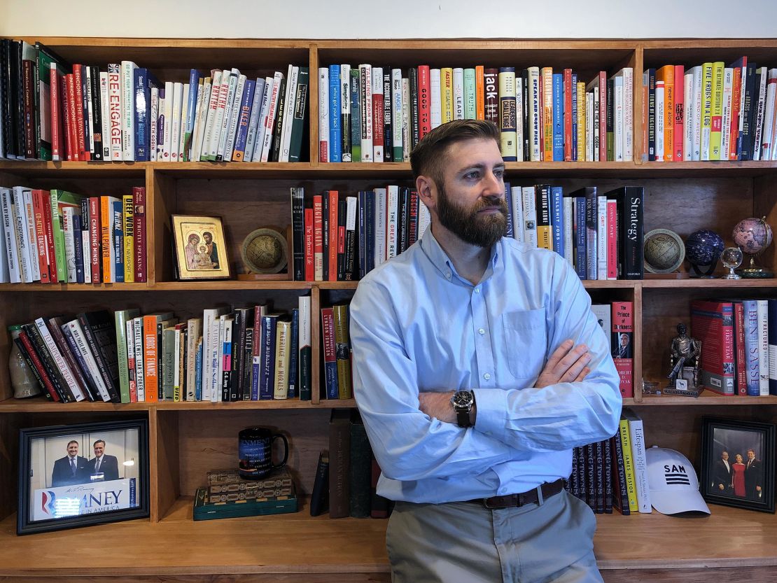 Ethan Demme, of Lancaster County, Pennsylvania, poses for a portrait in his office. Demme left the Republican Party with two of his fellow GOP township supervisors after the January 6 Capitol riot. In June 2021, he launched the Pennsylvania chapter of the Serve America Movement, a third party that's recruiting candidates for statehouse races in 2022.