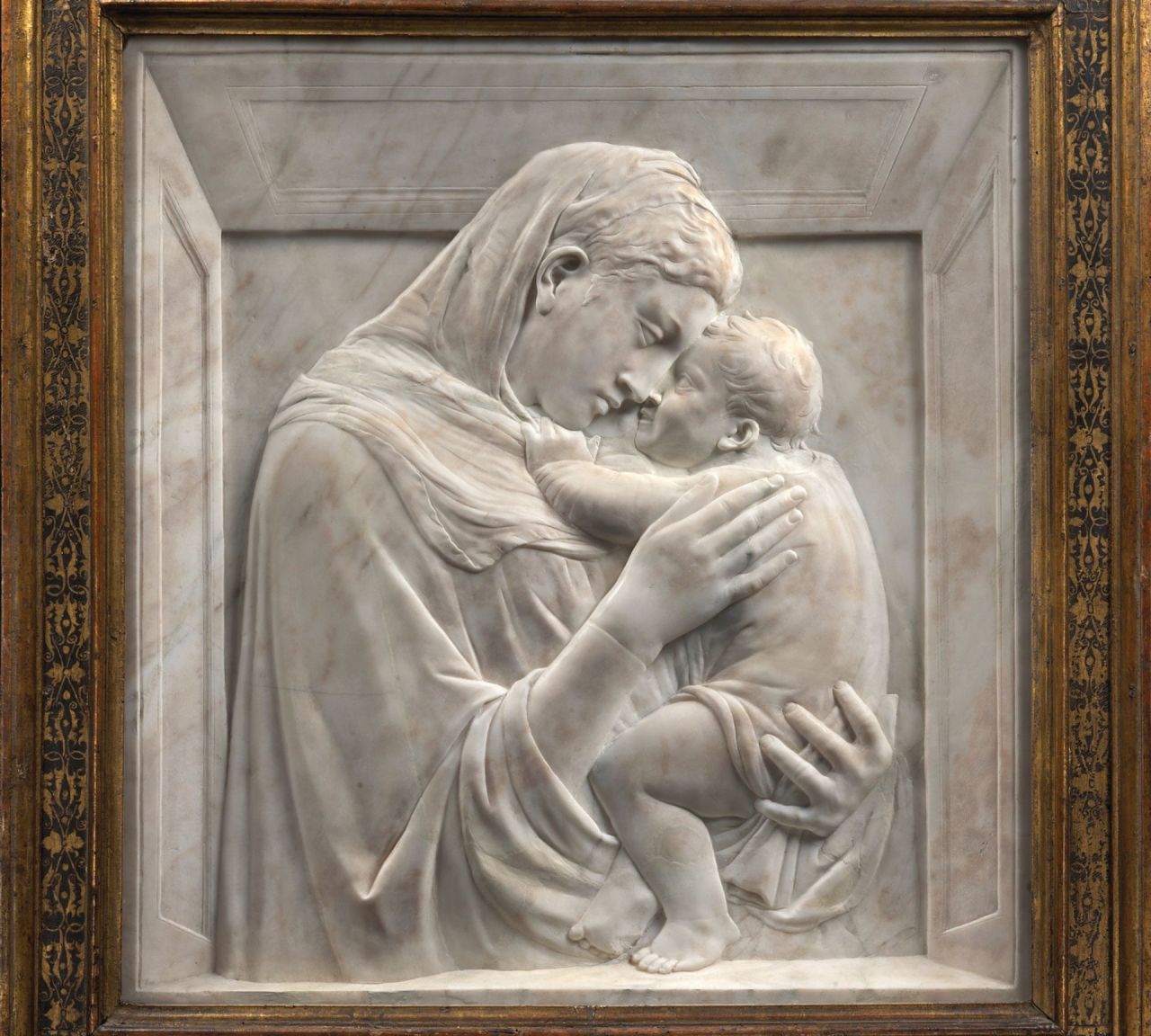Donatello's marble bas relief "Madonna and Child (1420-25)."