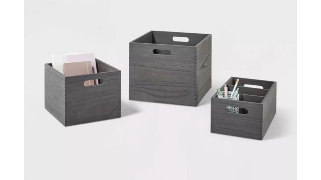 Small 3pk Open Front Flexible Storage Bins Gray - Brightroom 3 ct