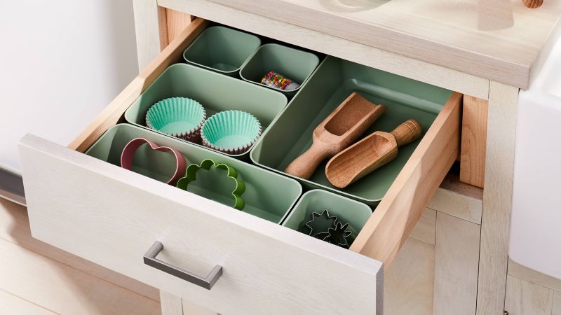mDesign Plastic Kitchen Storage Box - Bamboo Lid, Handles, 4 Pack,  Clear/Natural