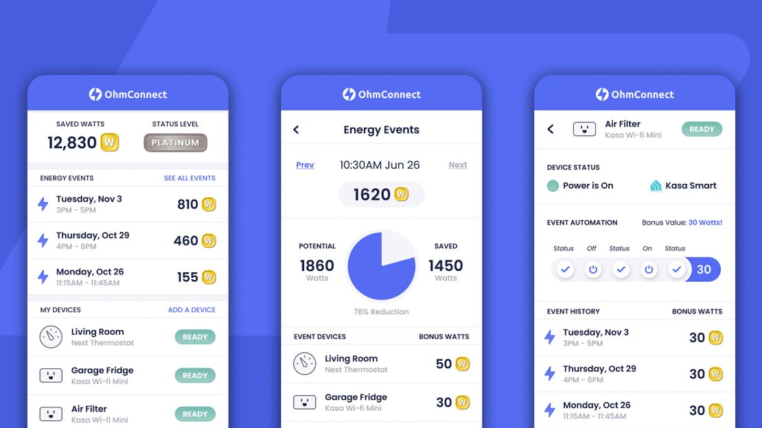 OhmConnect gives its users detailed energy information.