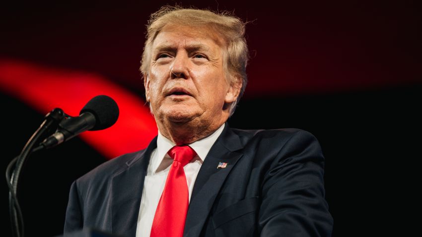 Former U.S. President Donald Trump prepares to speak during the Conservative Political Action Conference CPAC held at the Hilton Anatole on July 11, 2021 in Dallas, Texas.