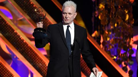 Anthony Geary accepts the award for outstanding lead actor in a drama series for "General Hospital," at the 42nd annual Daytime Emmy Awards in 2015.