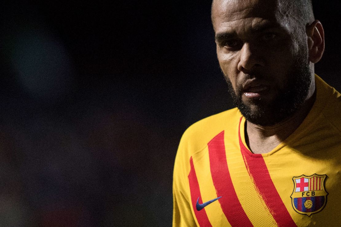 Dani Alves played his first match for Barcelona in six years.