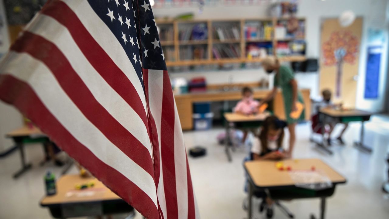 First day of kindergarten on September 9, 2020 in Stamford, Connecticut.