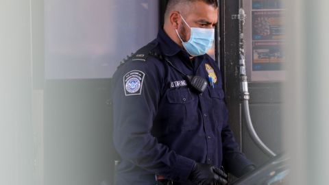 An official of U.S. Customs and Border Protection is seen in El Paso, Texas.