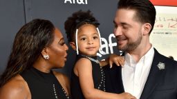 HOLLYWOOD, CALIFORNIA - NOVEMBER 14: (L-R) Serena Williams, Alexis Olympia Ohanian Jr. and Alexis Ohanian attend the 2021 AFI Fest - Closing Night Premiere of Warner Bros. "King Richard" at TCL Chinese Theatre on November 14, 2021 in Hollywood, California. (Photo by Axelle/Bauer-Griffin/FilmMagic)