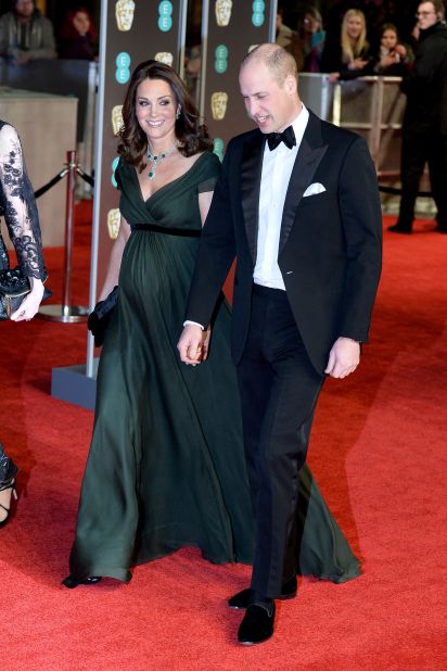 At the 2018 BAFTAs, Kate's decision to wear an olive green Jenny Packham dress was seen by some as dismissive toward the unofficial black dress code determined by anti-sexual harassment group Time's Up.