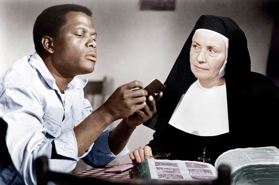 Sidney Poitier with Lilia Skala in 1963's "Lilies of the Field." The role earned him an Oscar.