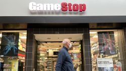 A mall visitor walks be a GameStop store on December 08, 2021 in San Rafael, California. 