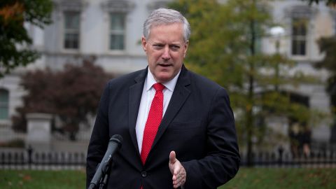 WASHINGTON, DC - OCTOBER 21: White House Chief of Staff Mark Meadows talks to reporters at the White House on October 21, 2020 in Washington, DC. (Photo by Tasos Katopodis/Getty Images)