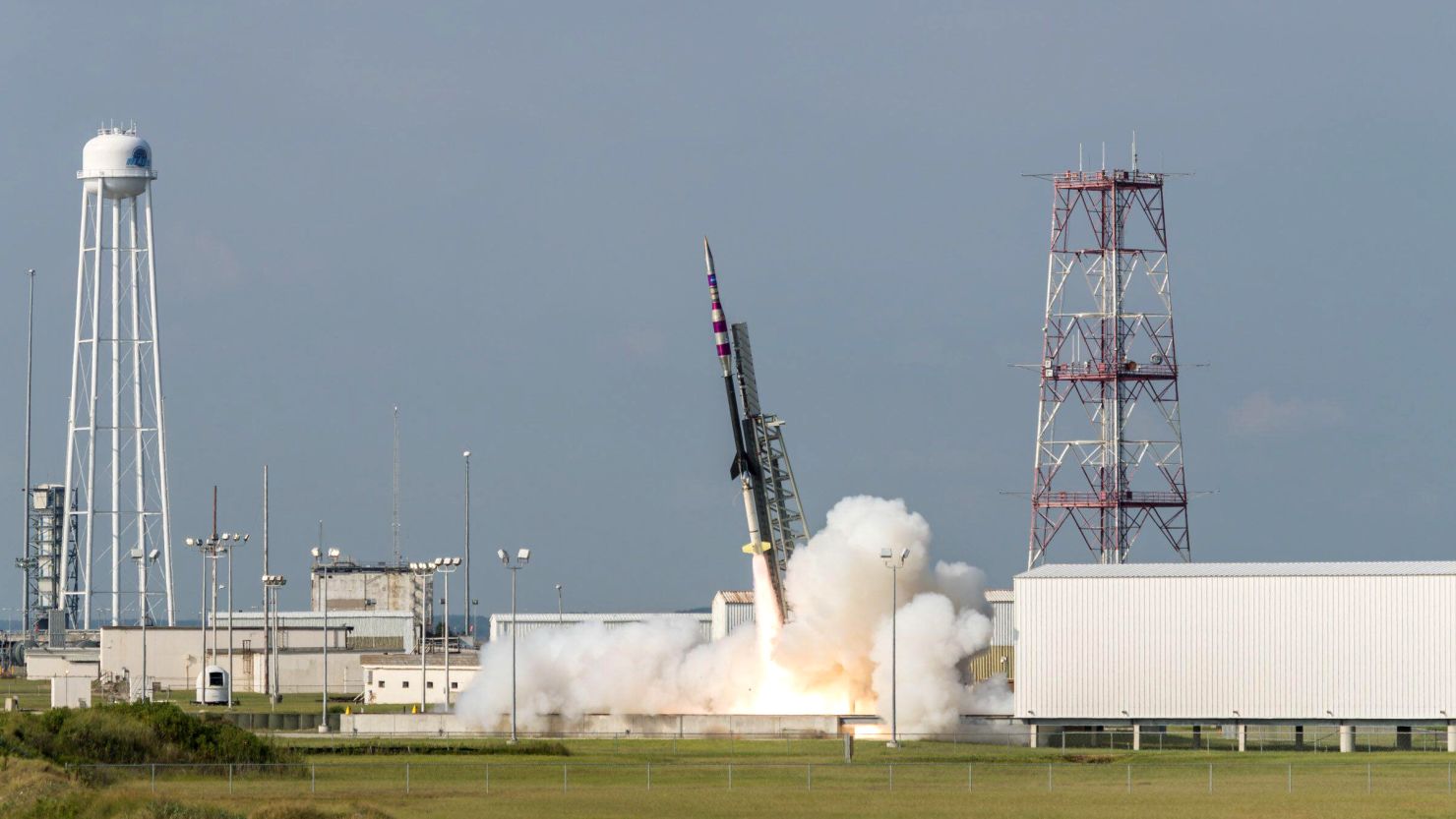 A sounding rocket is seen launching from Wallops, Virginia, in 2018. 