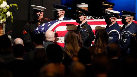 Pallbearers carry the flag-draped casket of former Senate Majority Leader Harry Reid during a memorial service at the Smith Center in Las Vegas, Saturday, Jan. 8, 2022.