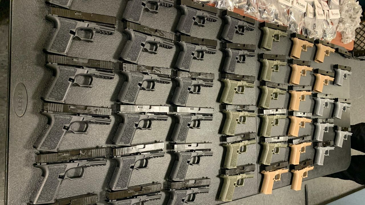 Firearm parts for ghost guns recovered by police.