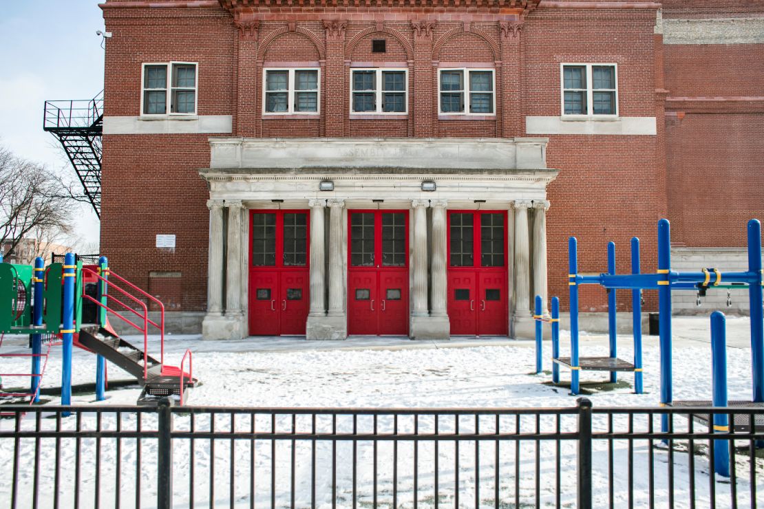 A Chicago elementary school sits empty last week. Chicago schools will reopen Wednesday after the teachers' union and the city struck a deal over Covid-19 safety measures.