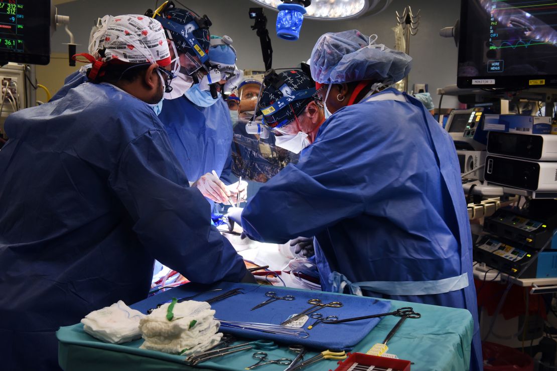 Doctors transplant a genetically modified pig heart into a patient.