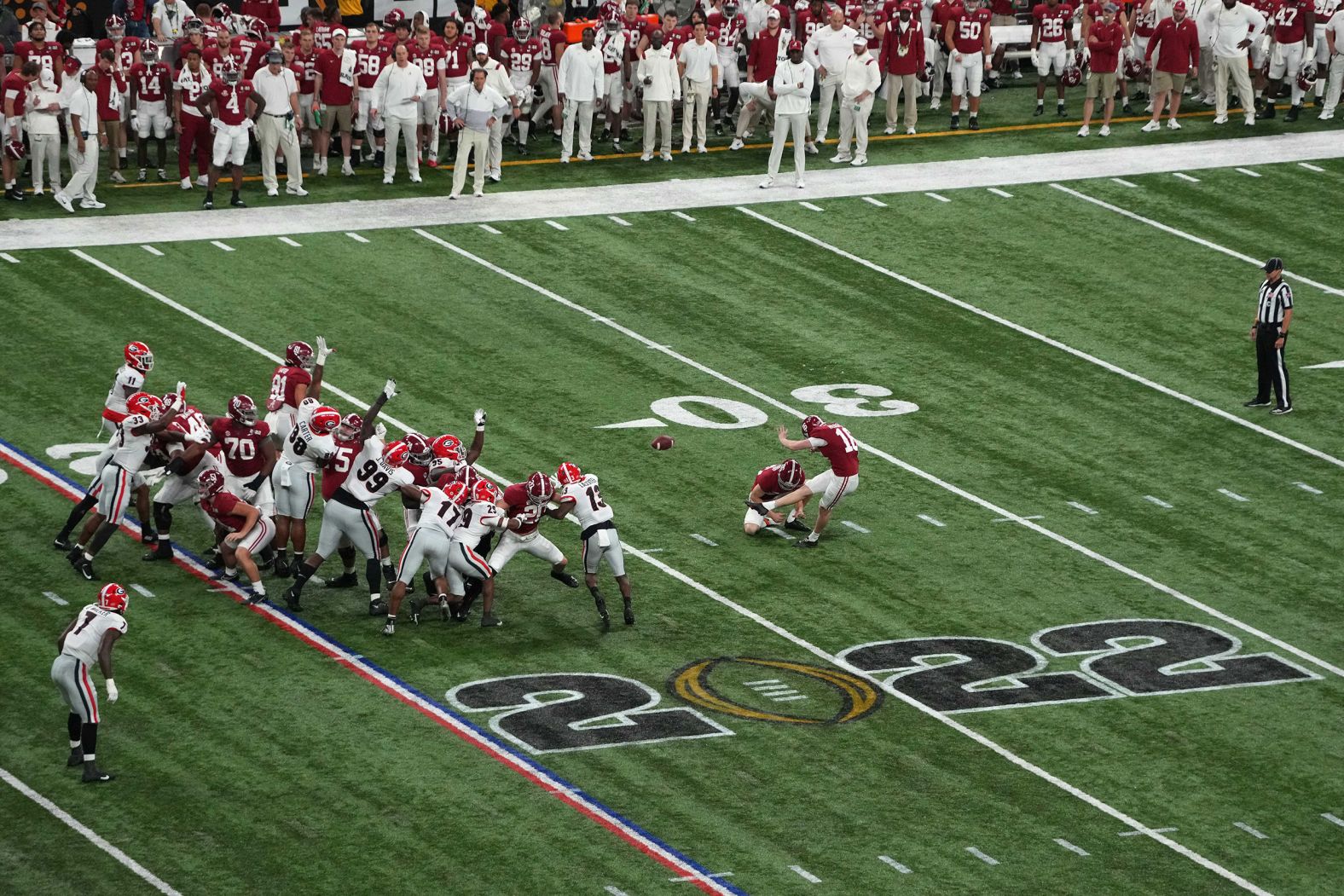 Reichard connects on one of his three first-half field goals.